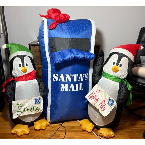 Christmas Penguin Scene Santa’s Mail 45” Inflatable- Trim a Home- Tested - Picture 1 of 8